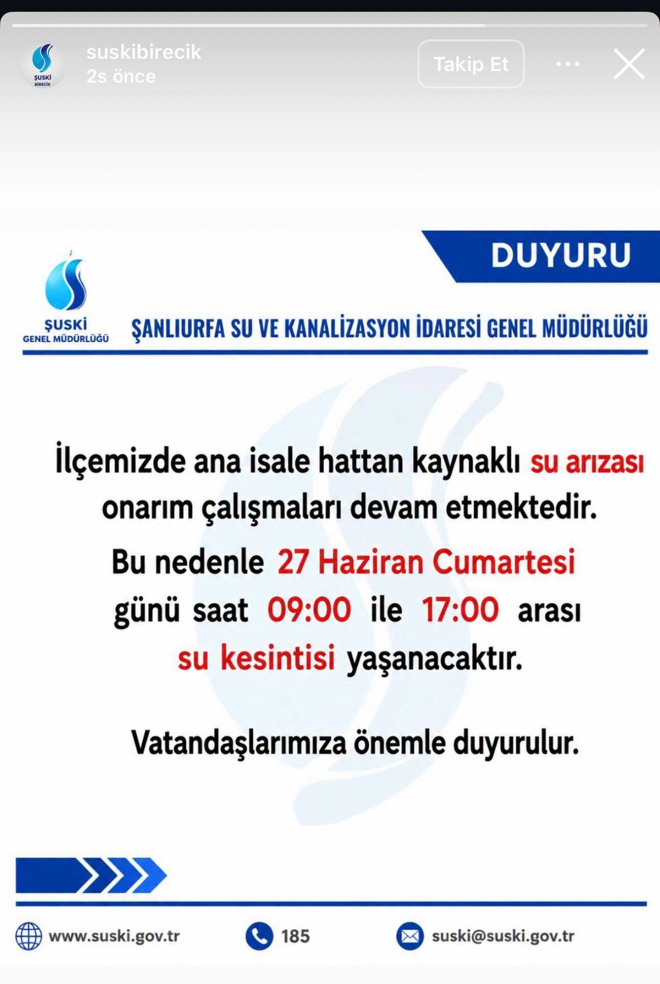 27 Hazi̇ran’da Planli Su Kesi̇nti̇si̇ Uygulanacak