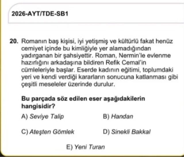 AYT Edebiyat Handan Sorusu İptal Mi Edilecek? YKS’de Nermin Yazımı Tartışma Yarattı