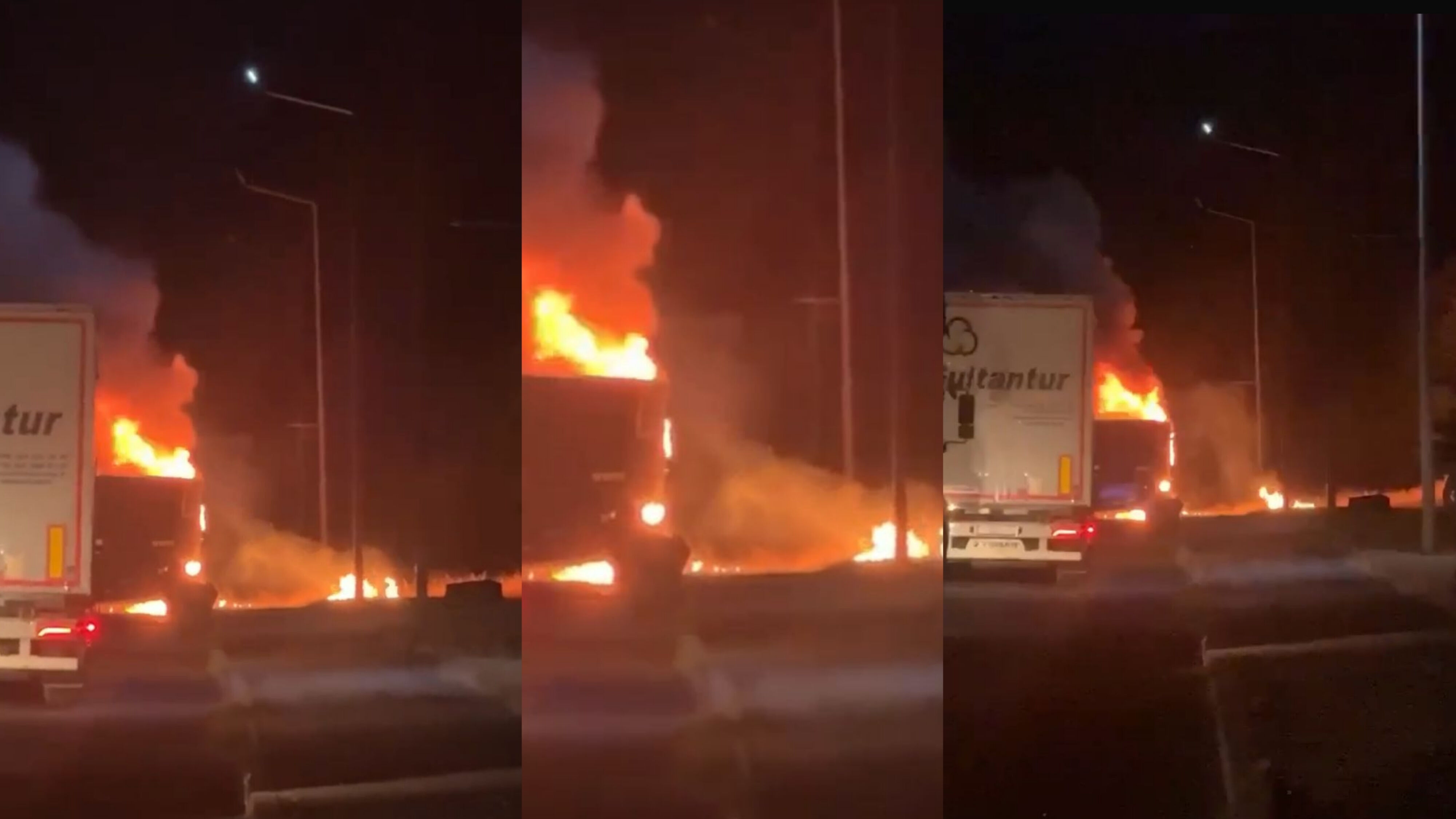 Gaziantep Urfa Otoyolunda Tır Yangını (1)