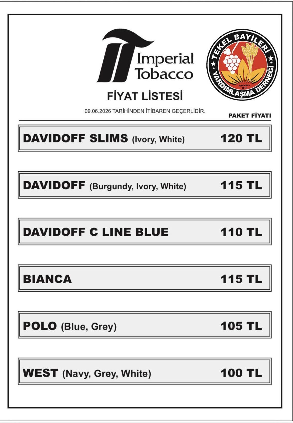 Imperi̇al Tobacco Güncel Si̇gara Fi̇yatlari