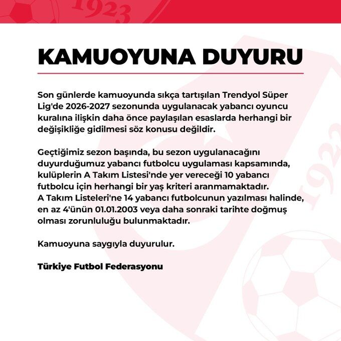 Tff Süper Lig Yabancı Oyuncu Kuralı Değişiklik İddialarını Yalanladı