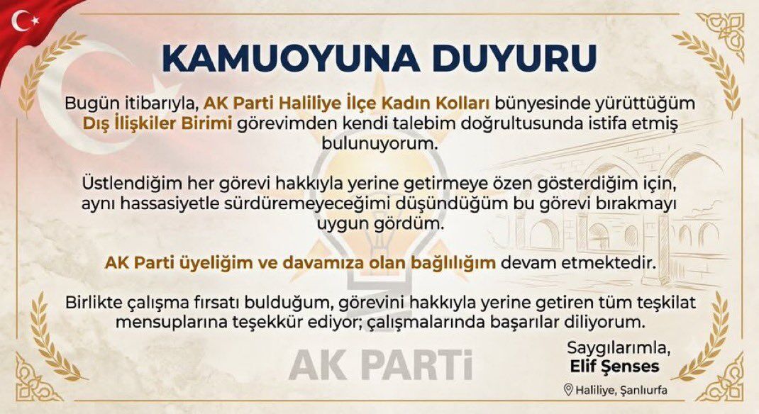 Elif Şenses Istifa Etti