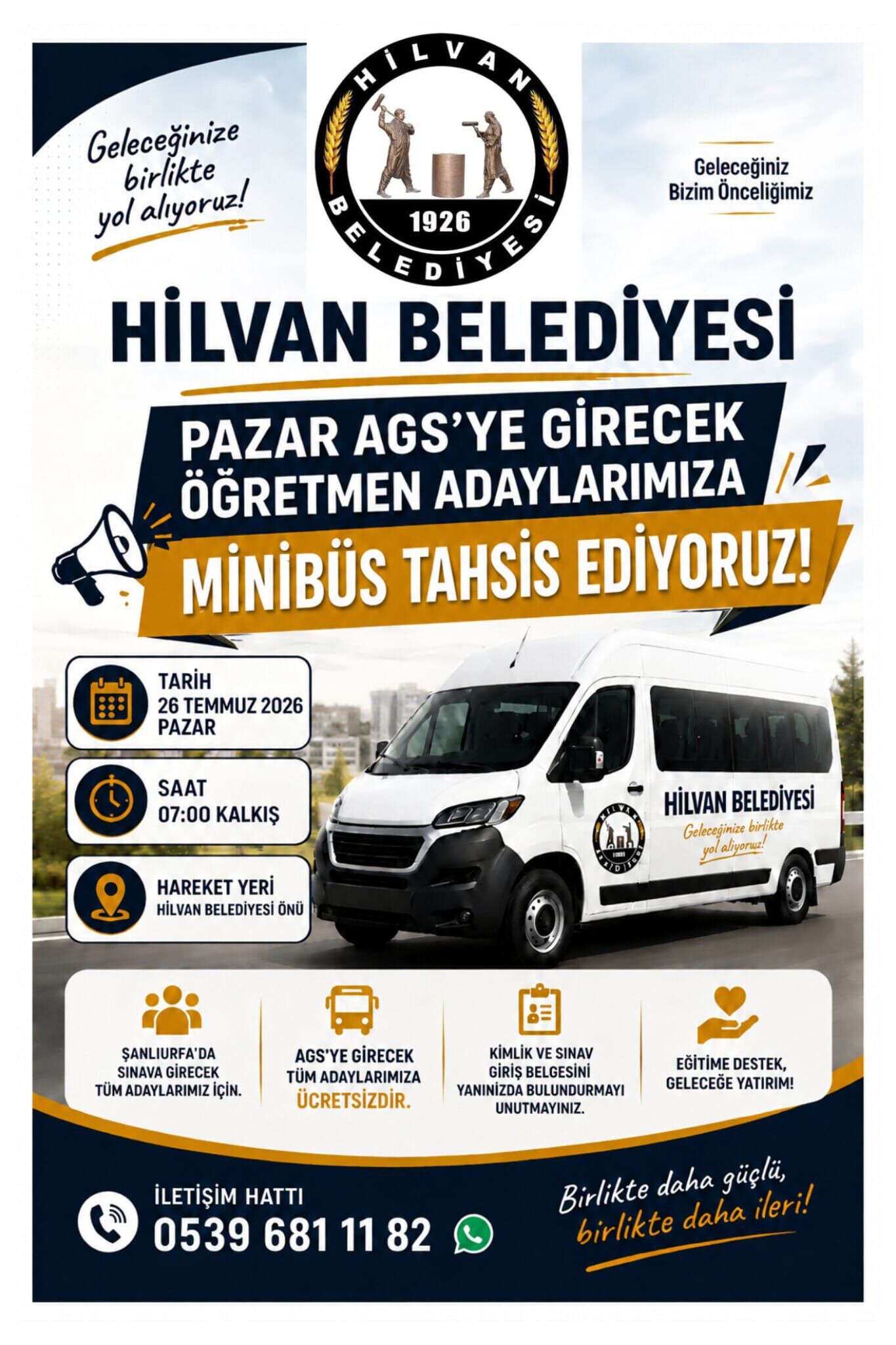Hilvan Belediyesi'nden Ags Sınavına Gireceklere Ücretsiz Ulaşım Desteği