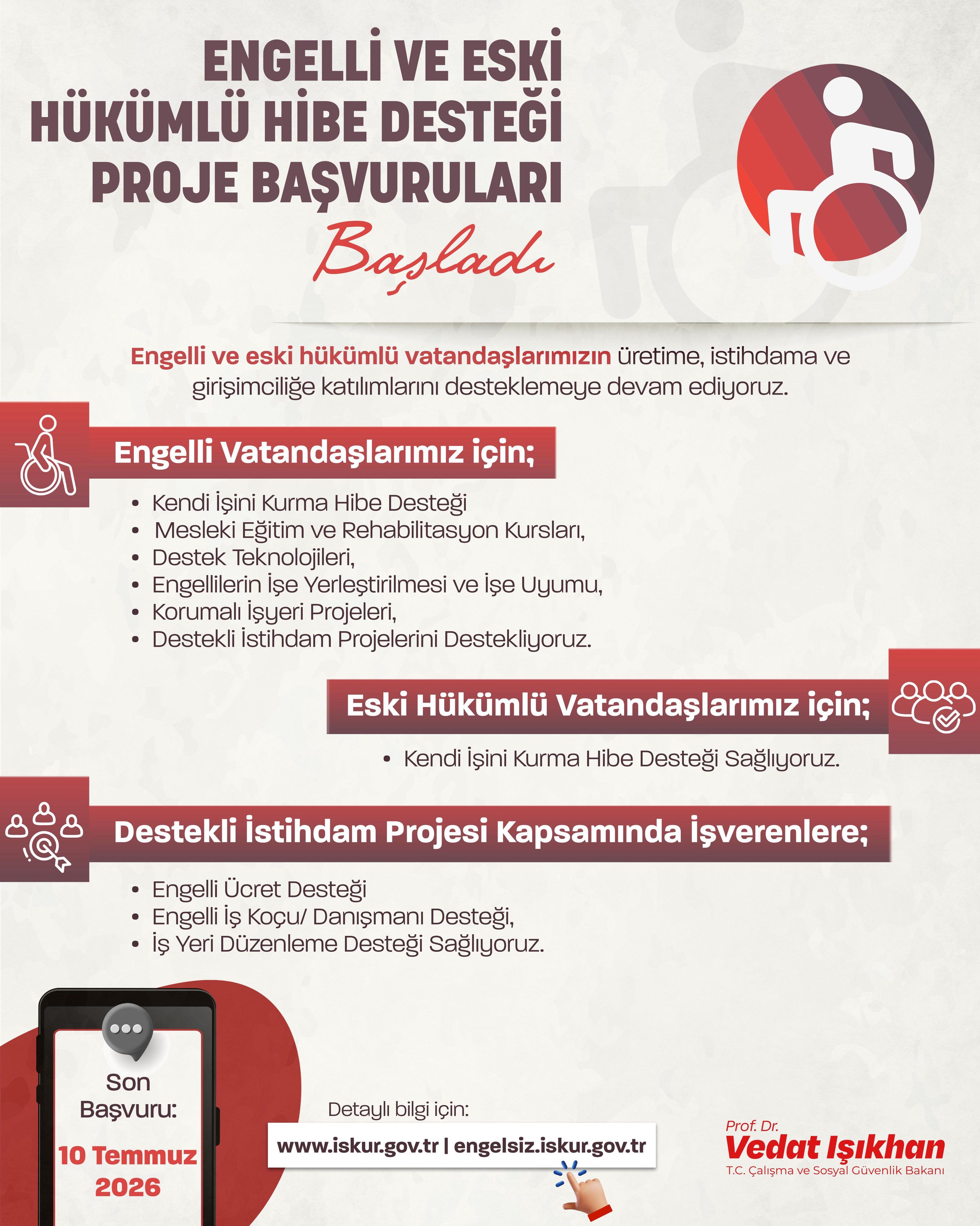 İşkur'un Engelli Ve Eski Hükümlü Hibe Desteği Başvuruları Başladı