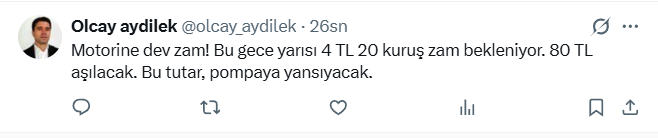 Motorine Son Ayların En Büyük Zammı Geliyor