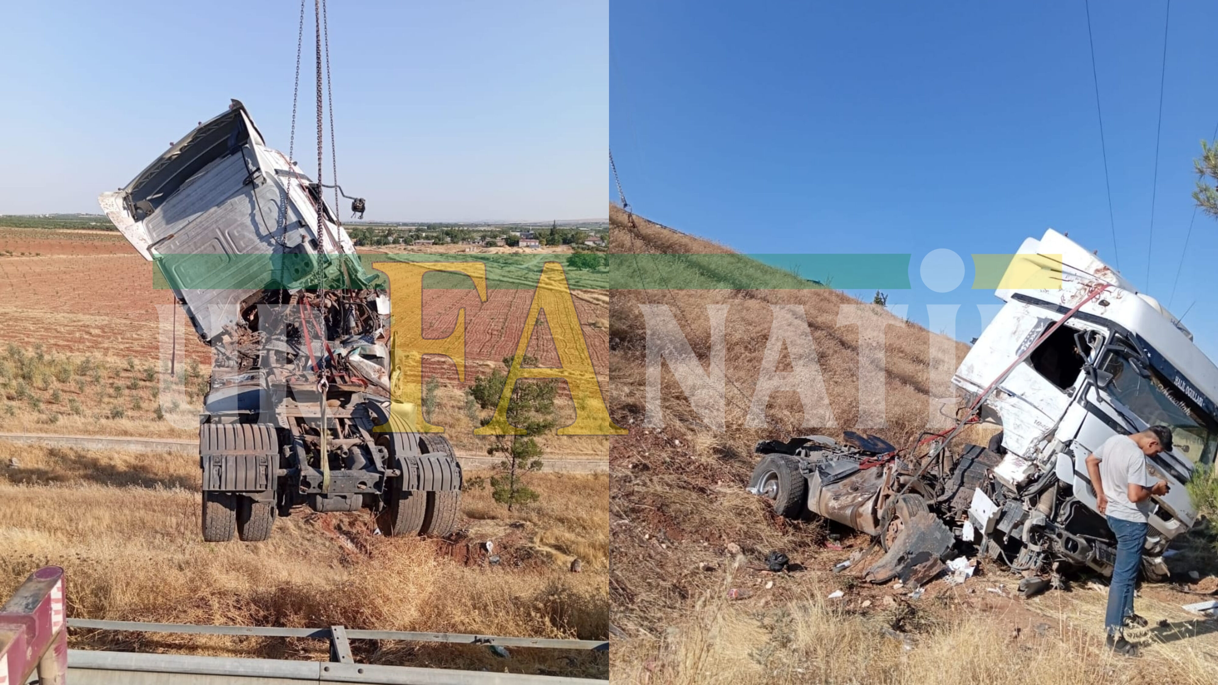Suruç'ta Kontrolden Çıkan Tır Şarampole Uçtu